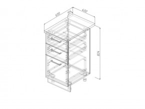 Н3Я 40 Модуль нижний Без Столешницы 3 ящика МН3Я 40 в Ивделе - ivdel.magazin-mebel74.ru | фото