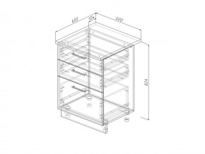 Н3Я 60 Модуль нижний Без Столешницы 3 ящика МН3Я 60 в Ивделе - ivdel.magazin-mebel74.ru | фото